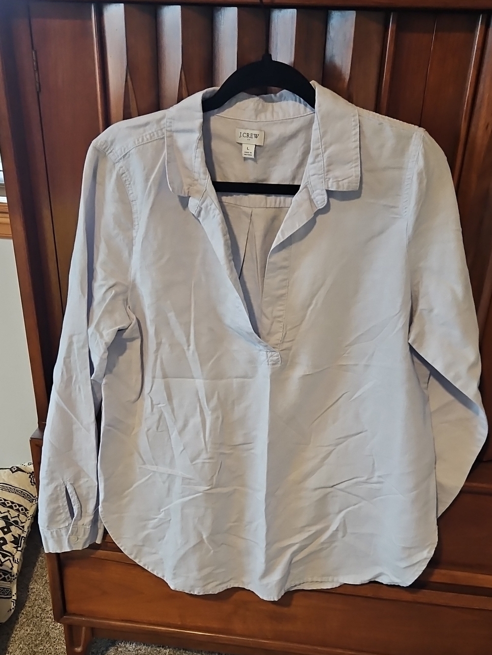 J. Crew Pale Blue V-Neck Collared Button-Down Shirt - Women's
